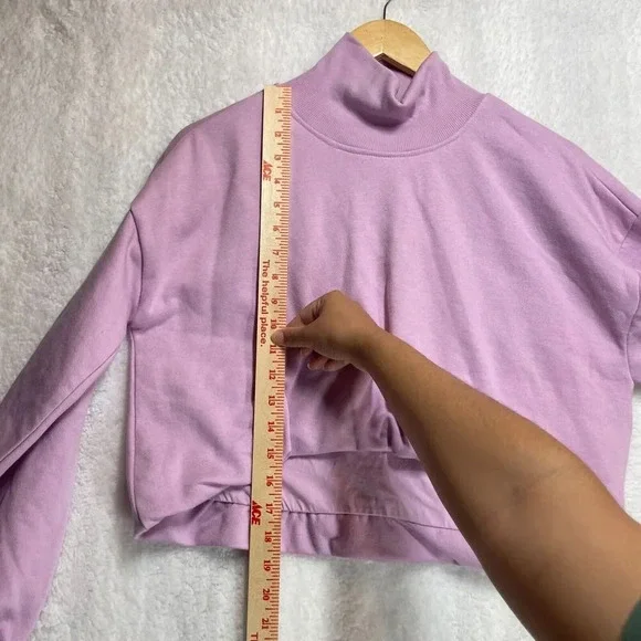 Anthropologie Cropped Sweater Pilcro Funnel Neck Bubble Hem Pullover NWT XS - Picture 7 of 12